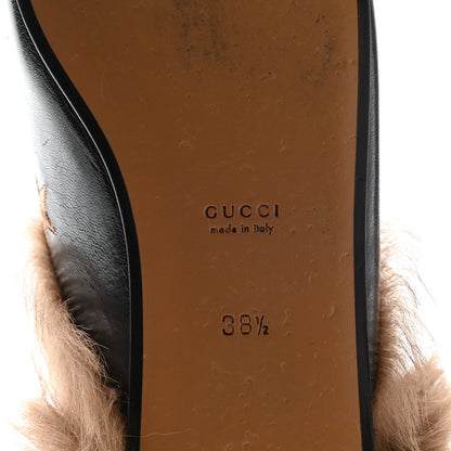 Gucci Goatskin Fur Bee Star Embroidered Womens Princetown Slippers 38.5 Black 7 of 10