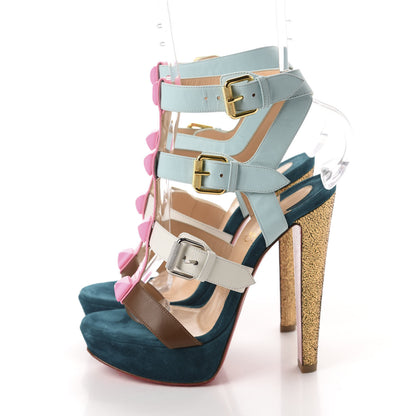 Christian Louboutin Patent Suede Glitter Rocknbuckle 140 Sandals 36.5 Version Dolly 3 of 9