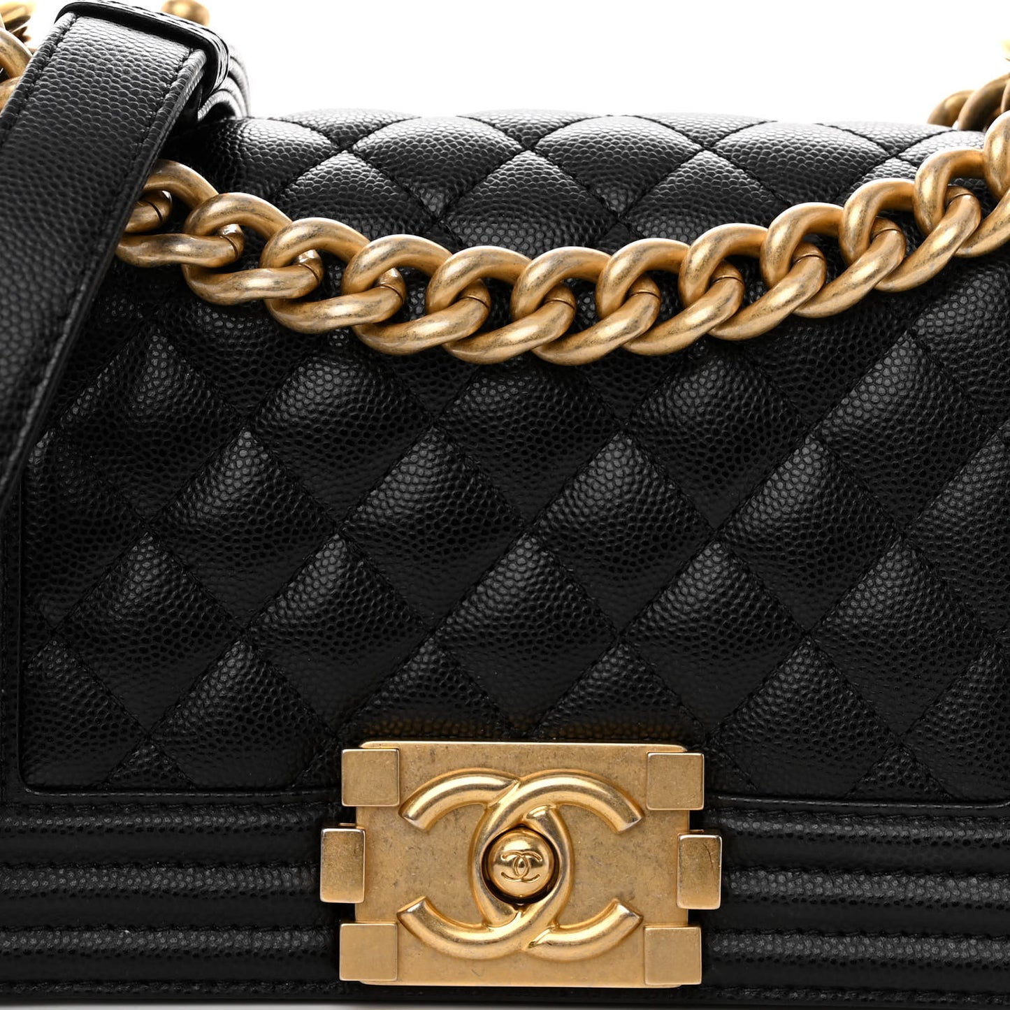 Caviar Quilted Small Boy Flap Black