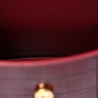 Balenciaga Shiny Calfskin Crocodile Embossed Hourglass Top Handle Bag XS Dark Red 6 of 8