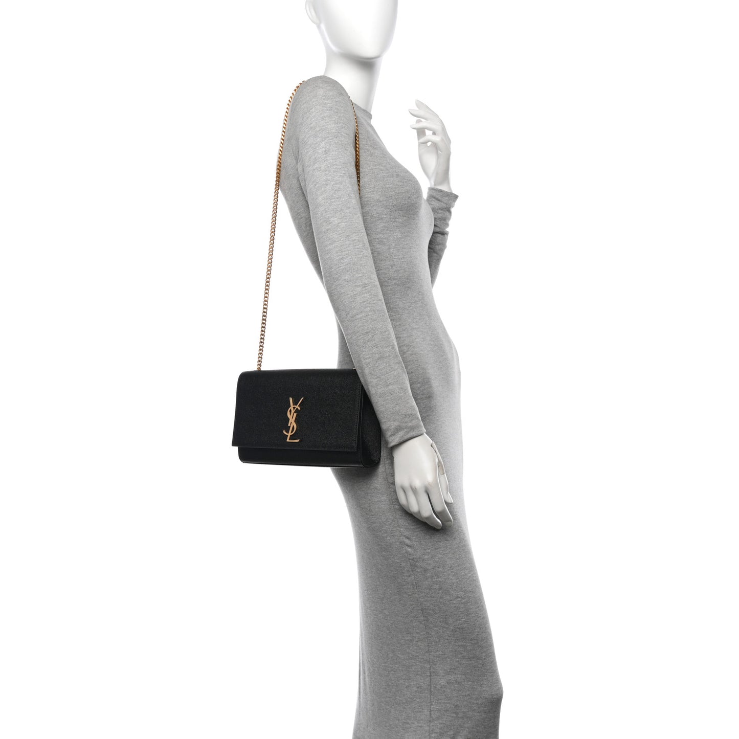 Grain De Poudre Medium Classic Monogram Kate Satchel Black