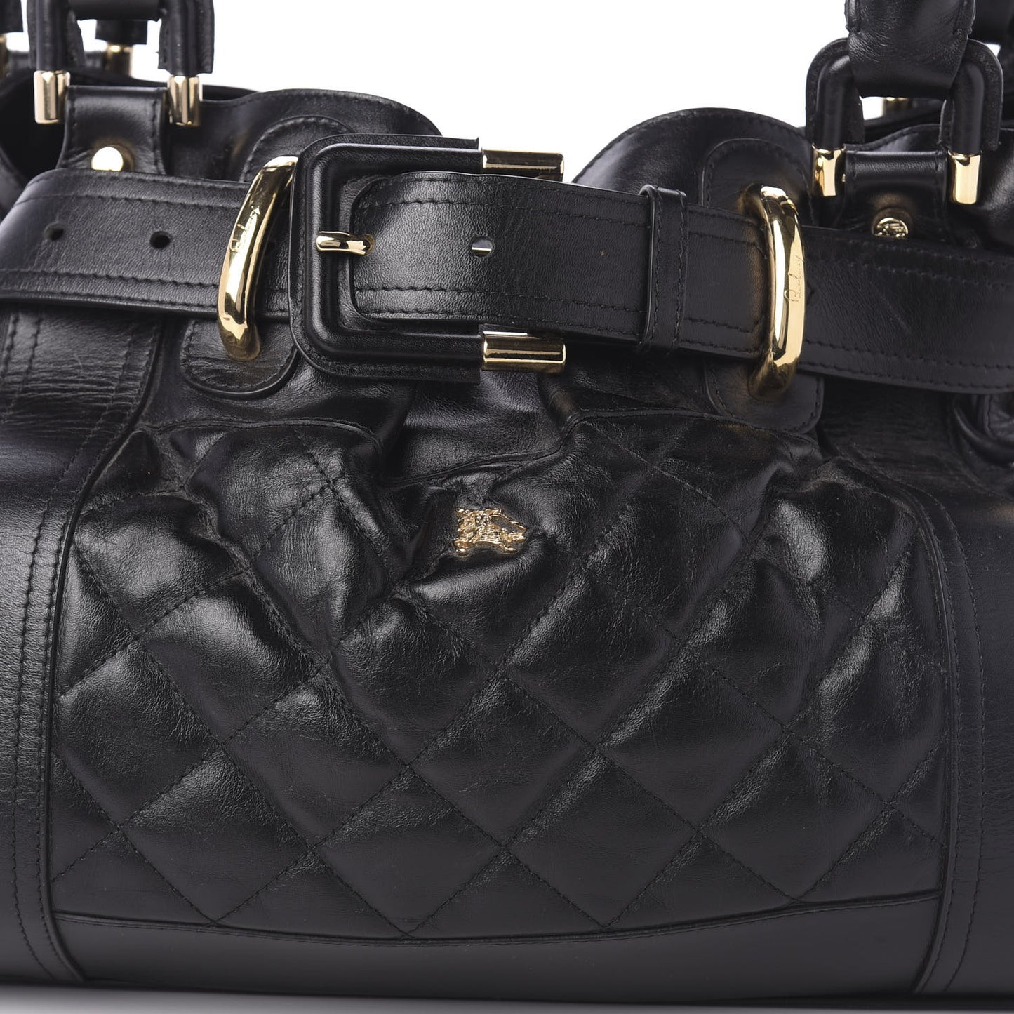 Calfskin Quilted Beaton Satchel Black
