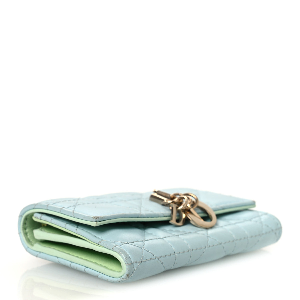 Christian Dior Lambskin Cannage Miss Dior Glycine Wallet Blue Green 4 of 11