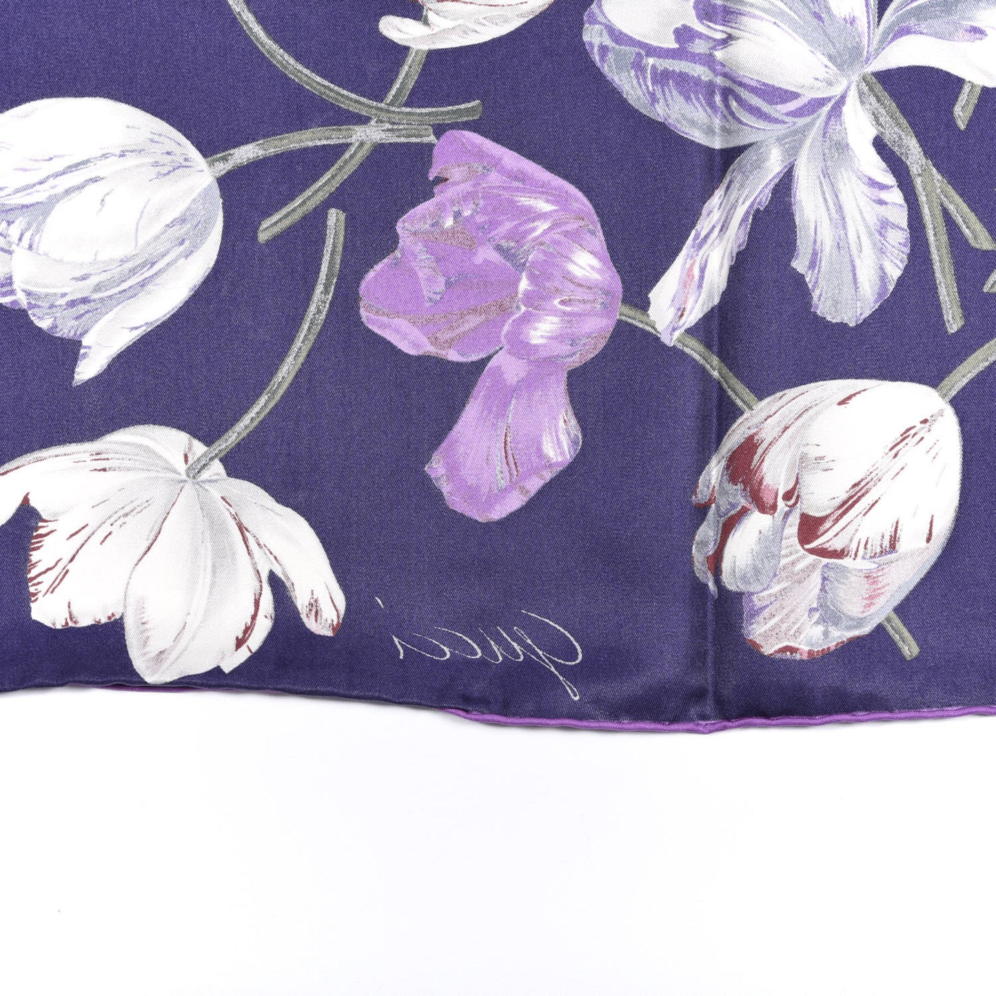 Silk Floral Pocket Square Purple