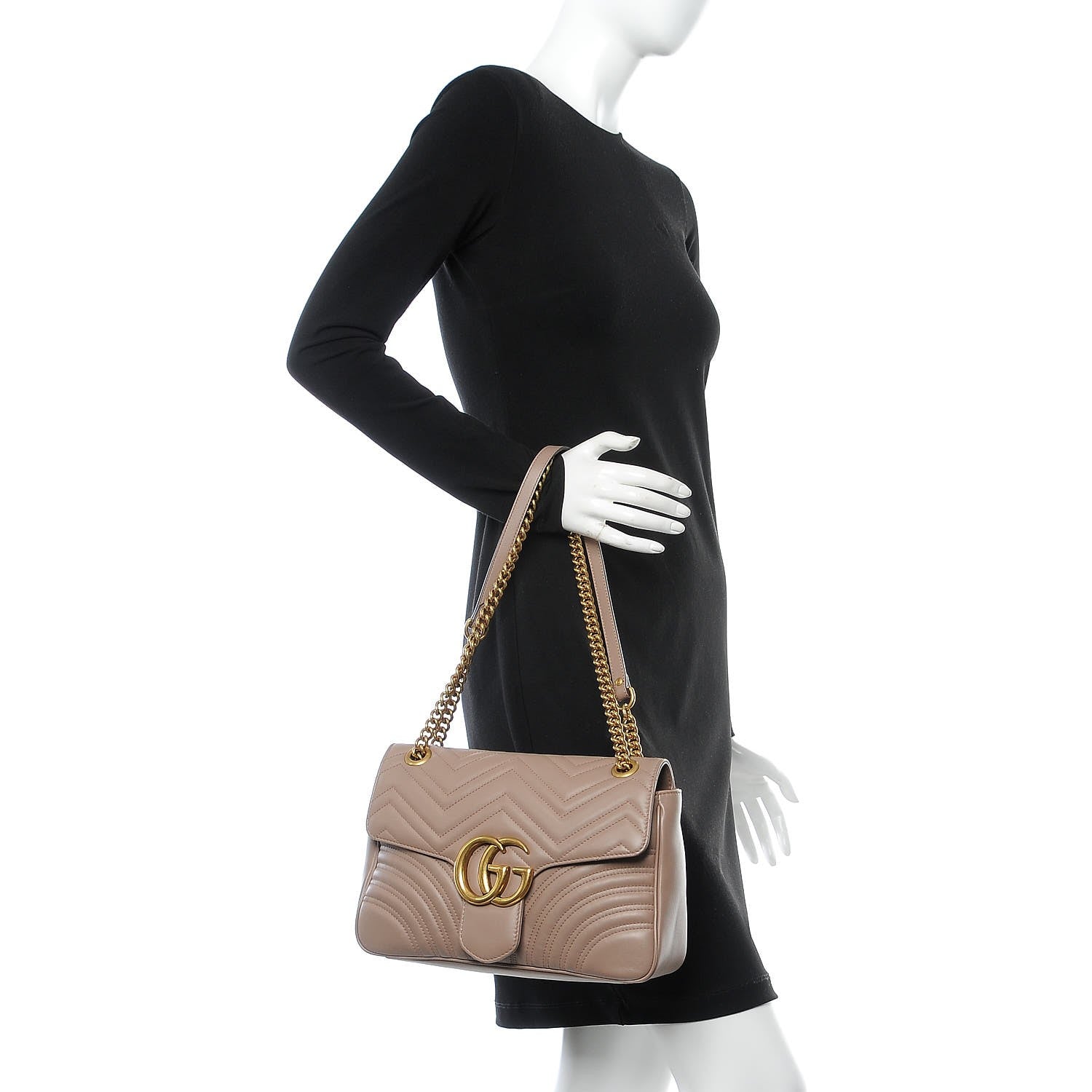 Gucci Calfskin Matelasse Medium GG Marmont Shoulder Bag Porcelain Rose 3 of 8