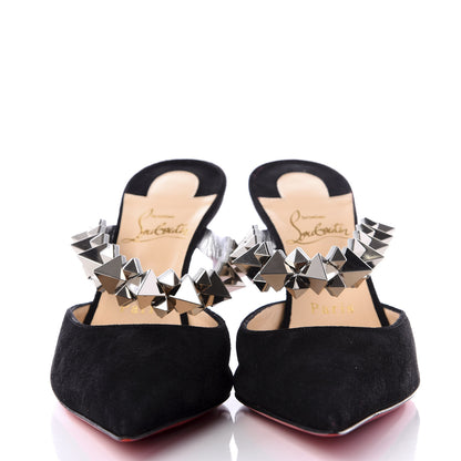 Christian Louboutin Veau Velours Specchio Planet Choc 80 Mule 38 Black 3 of 9
