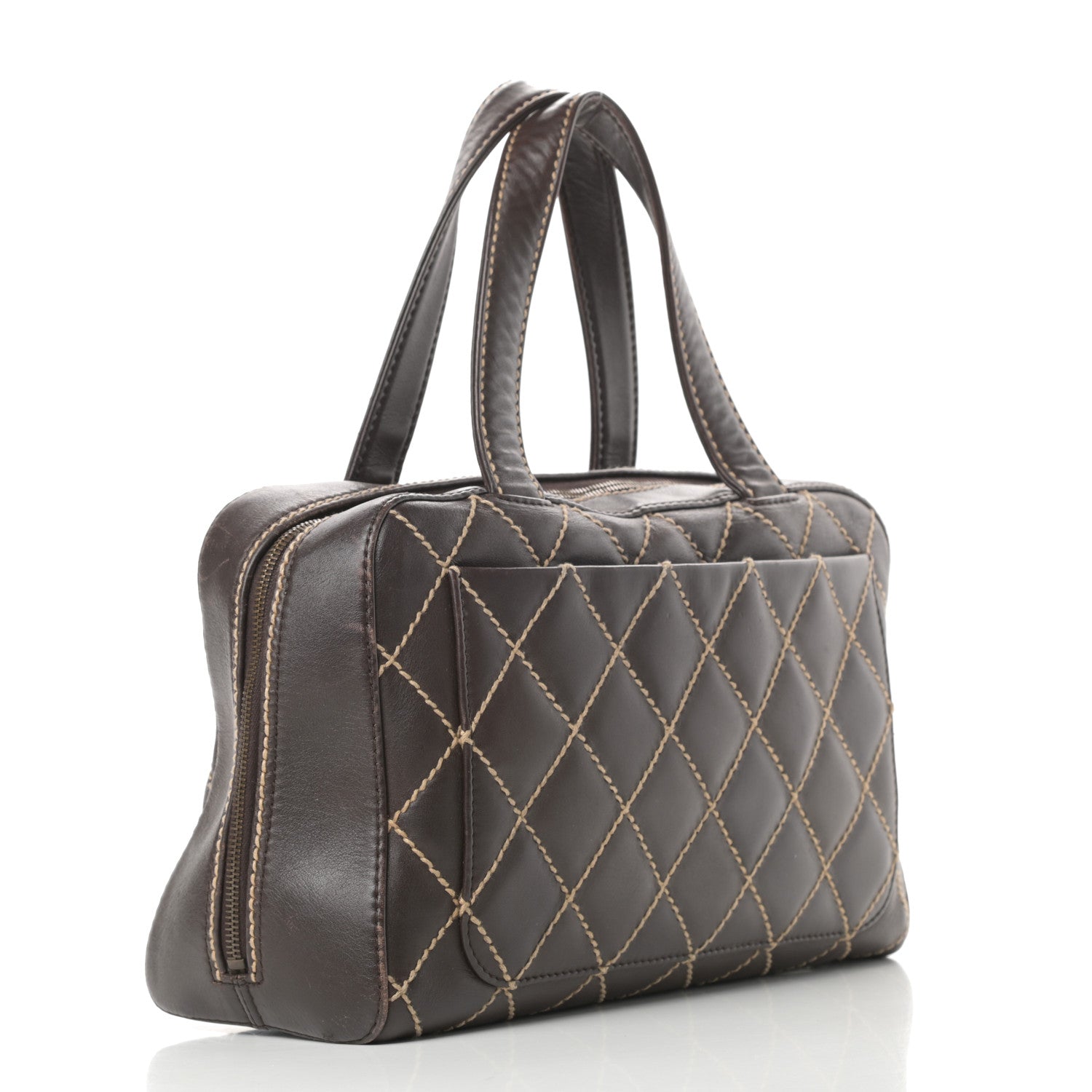 Chanel Calfskin Wild Stitch Top Handle Bag Brown 3 of 17