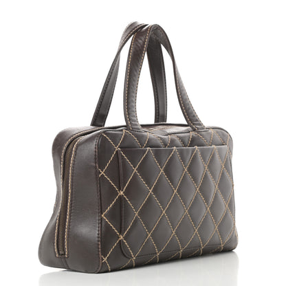 Chanel Calfskin Wild Stitch Top Handle Bag Brown 3 of 17