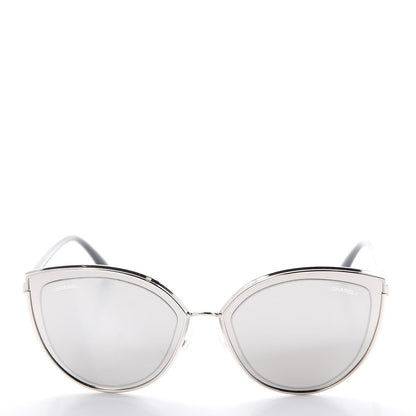 Chanel Metal Cat Eye Sunglasses 4222 Silver Black 3 of 8