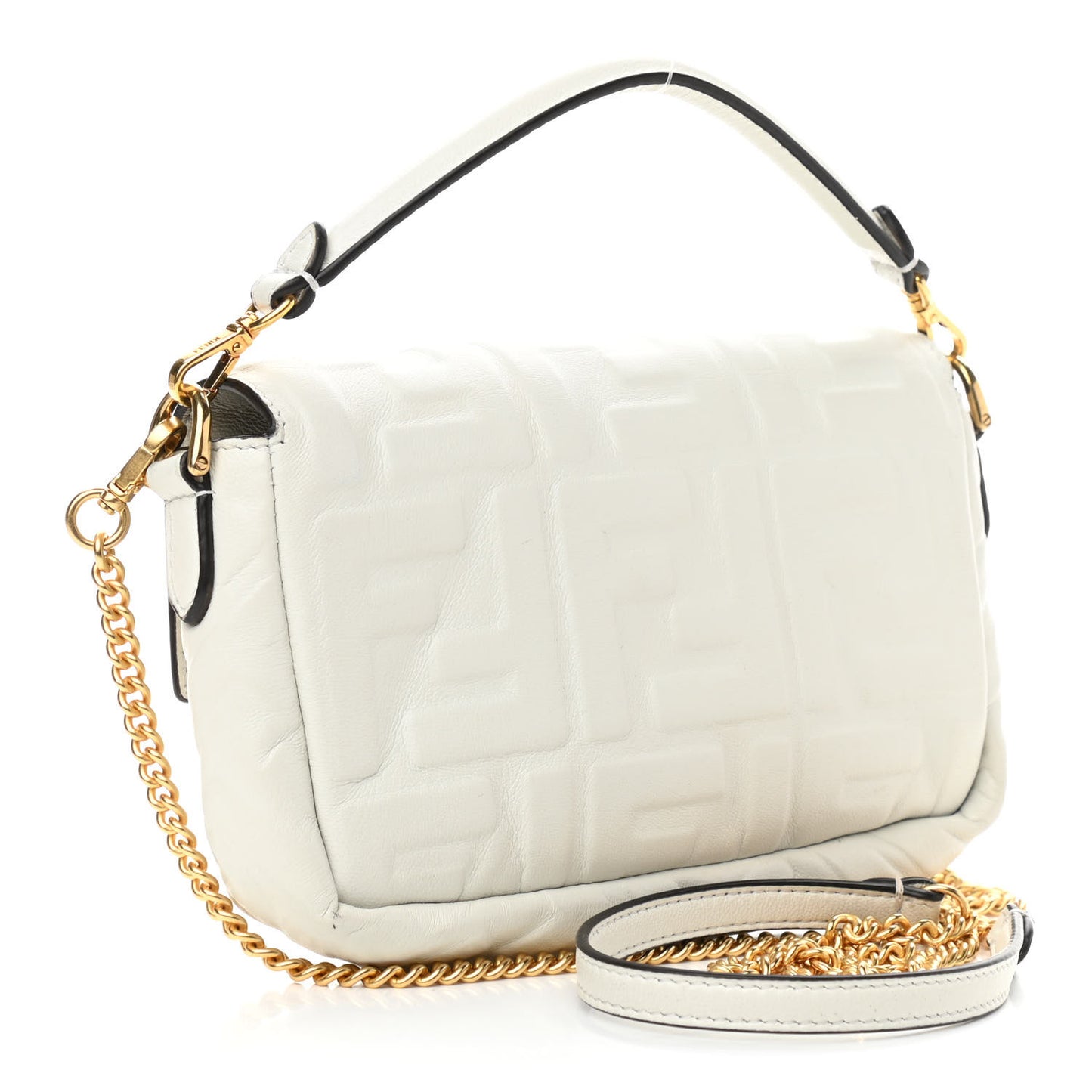 Nappa FF 1974 Embossed Mini Baguette White