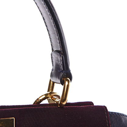 Fendi Denim Vitello Zucca Medium Peekaboo Iconic Satchel Vinaccia Blue Navy 14 of 15