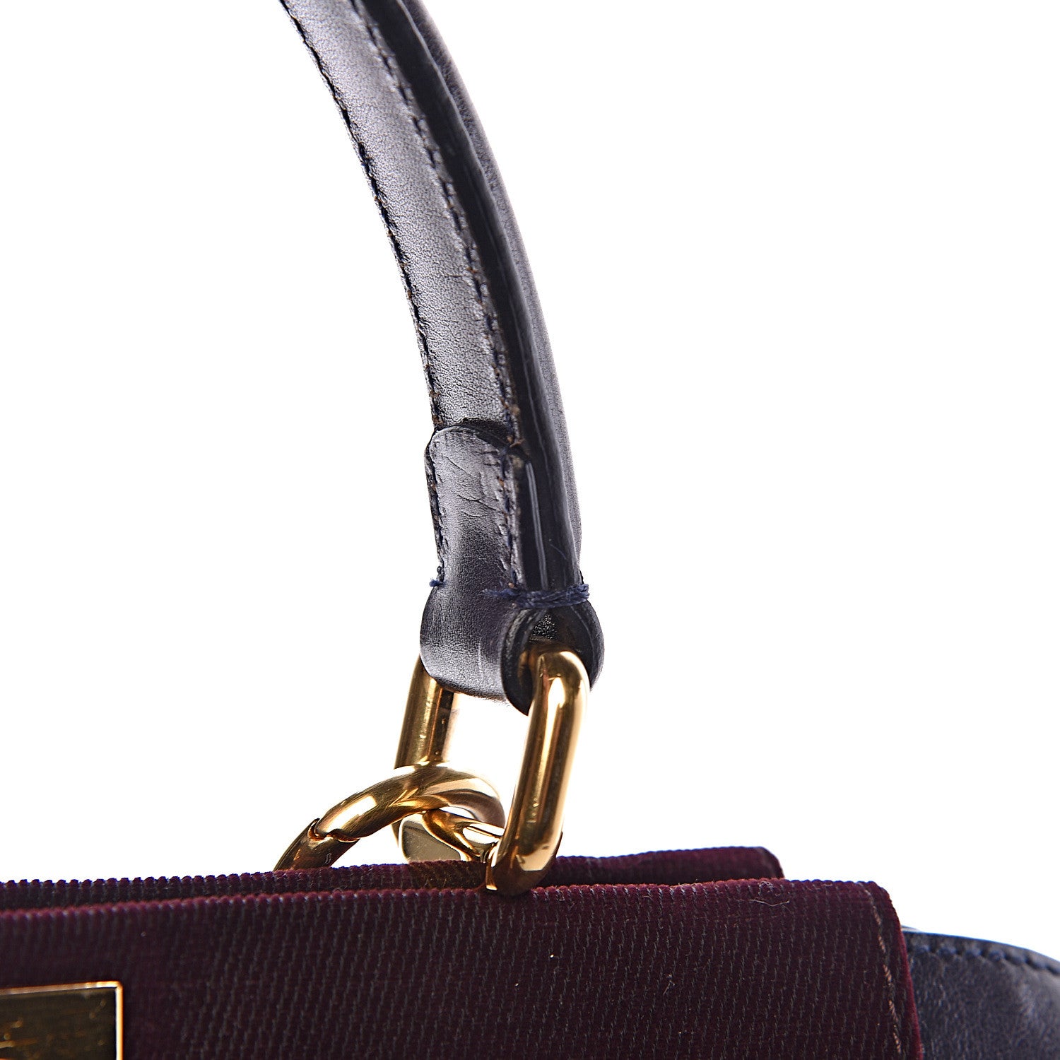 Fendi Denim Vitello Zucca Medium Peekaboo Iconic Satchel Vinaccia Blue Navy 14 of 15