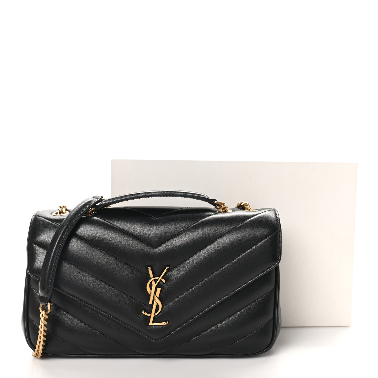 Lambskin Chevron Quilted Medium Loulou Black