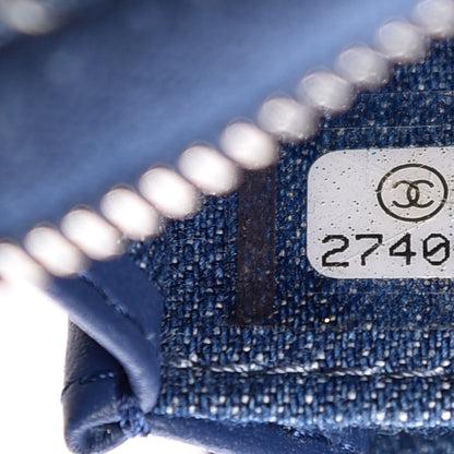 Chanel Denim Quilted Zip Coin Purse Blue 7 of 8