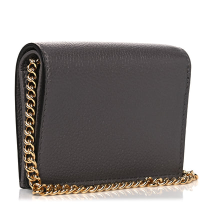 Gucci Grainy Calfskin Zumi Chain Card Case Wallet Dusty Grey 2 of 6
