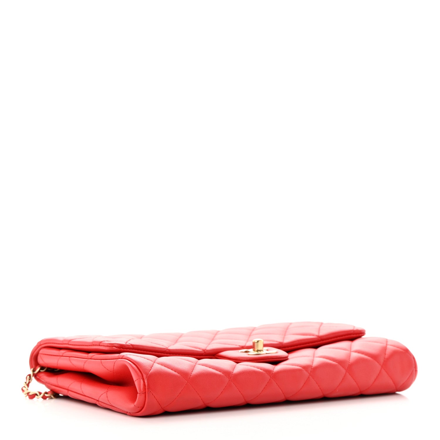 Chanel Lambskin Quilted Clutch with Chain Flap Red 4 of 15