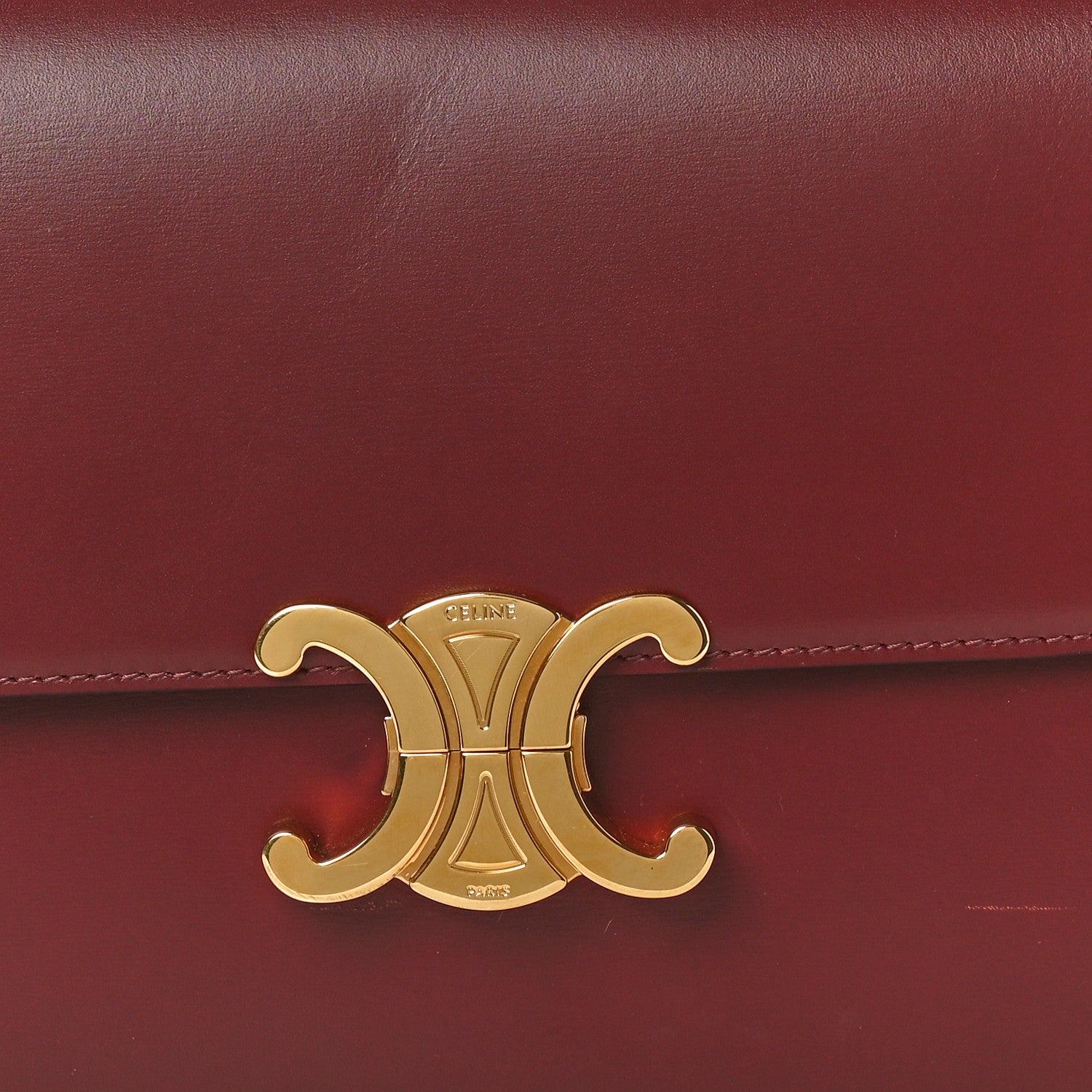 Celine Shiny Calfskin Medium Triomphe Light Burgundy 7 of 10