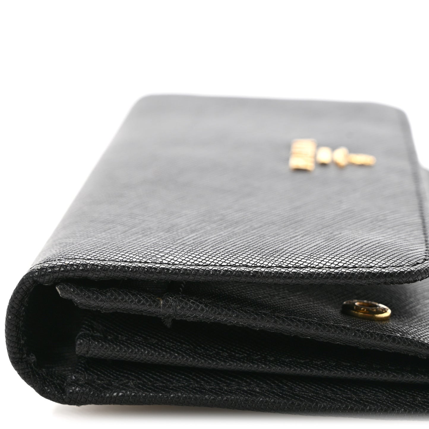 Saffiano Metal Continental Flap Wallet Black