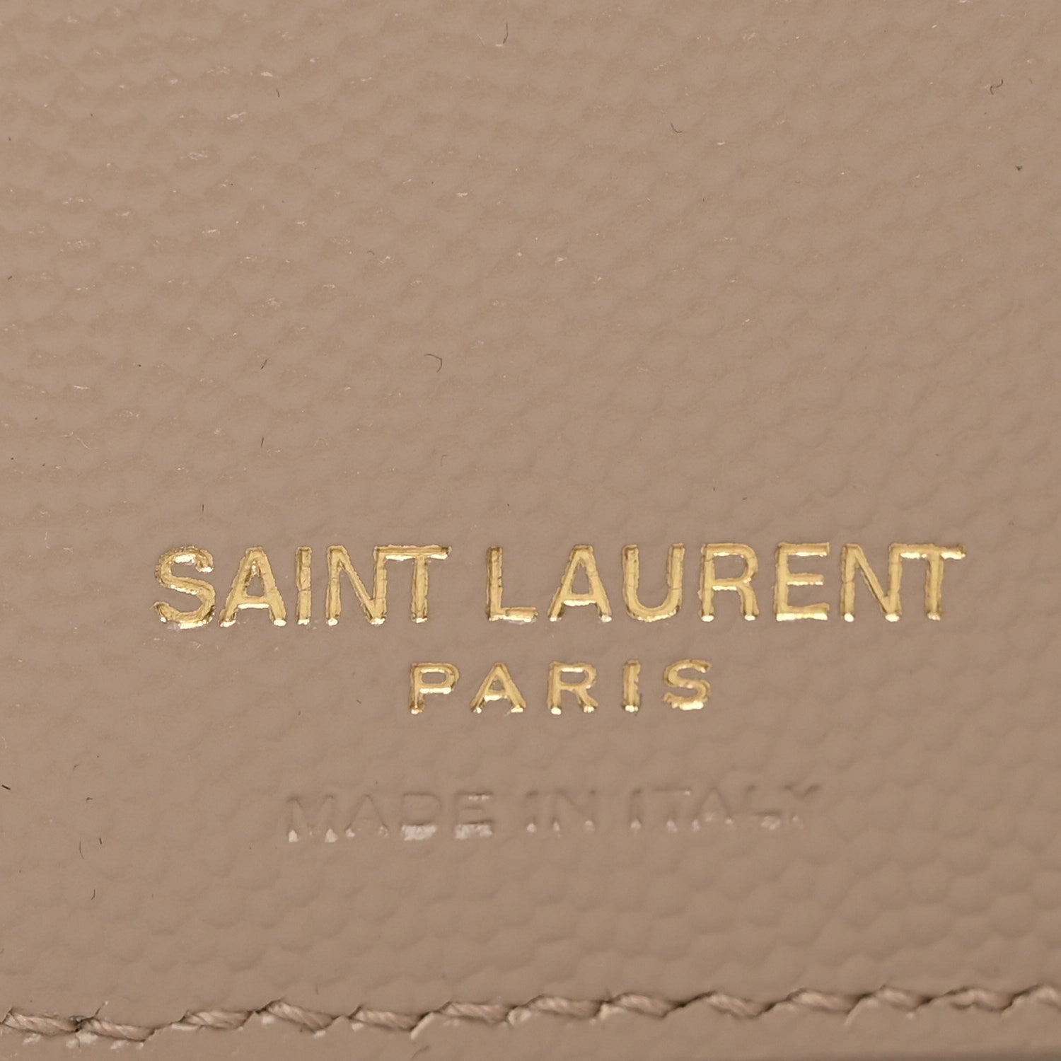 Saint Laurent Grain De Poudre Matelasse Chevron Monogram Zipped Card Case Dark Beige 6 of 9