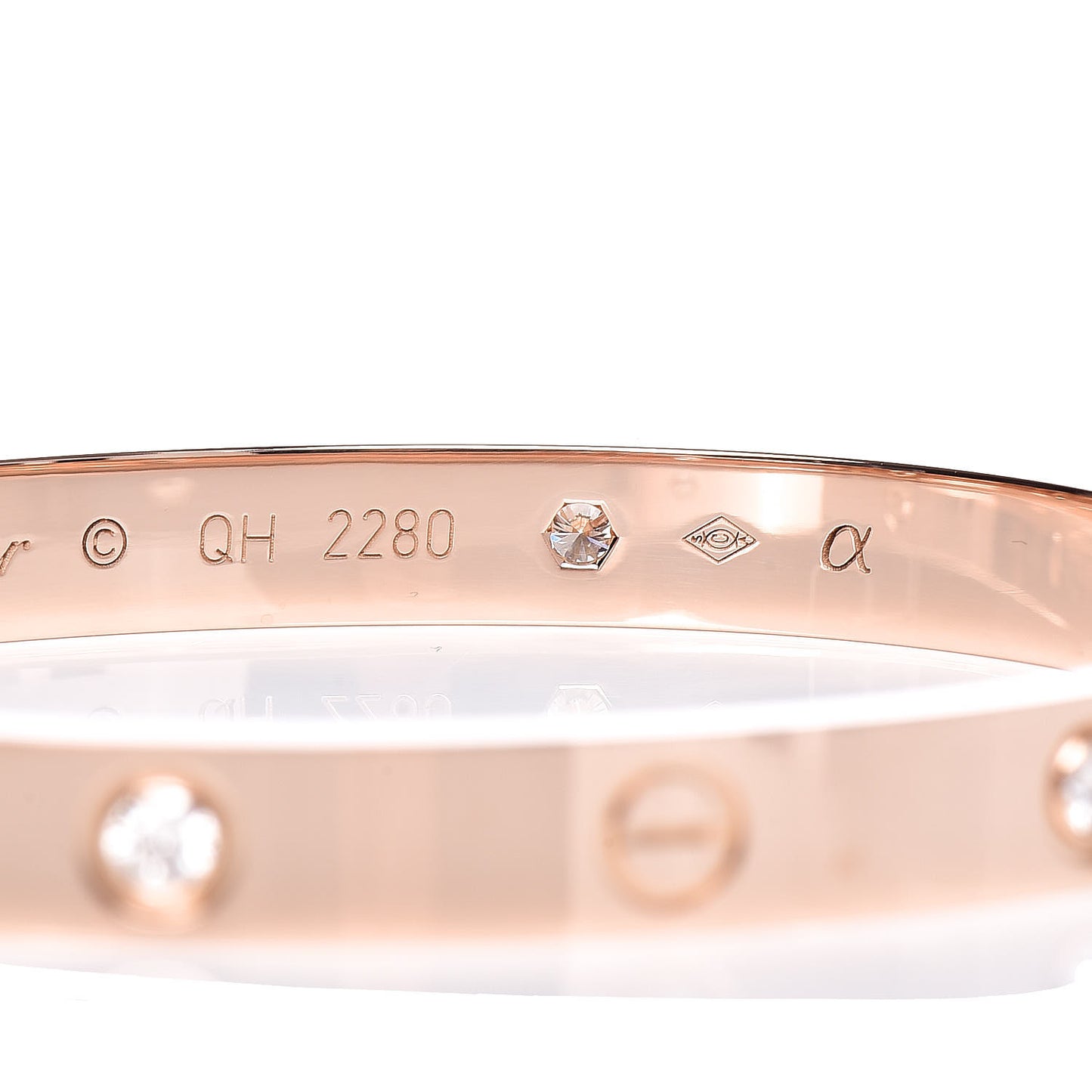 18K Pink Gold 4 Diamond LOVE Bracelet 17