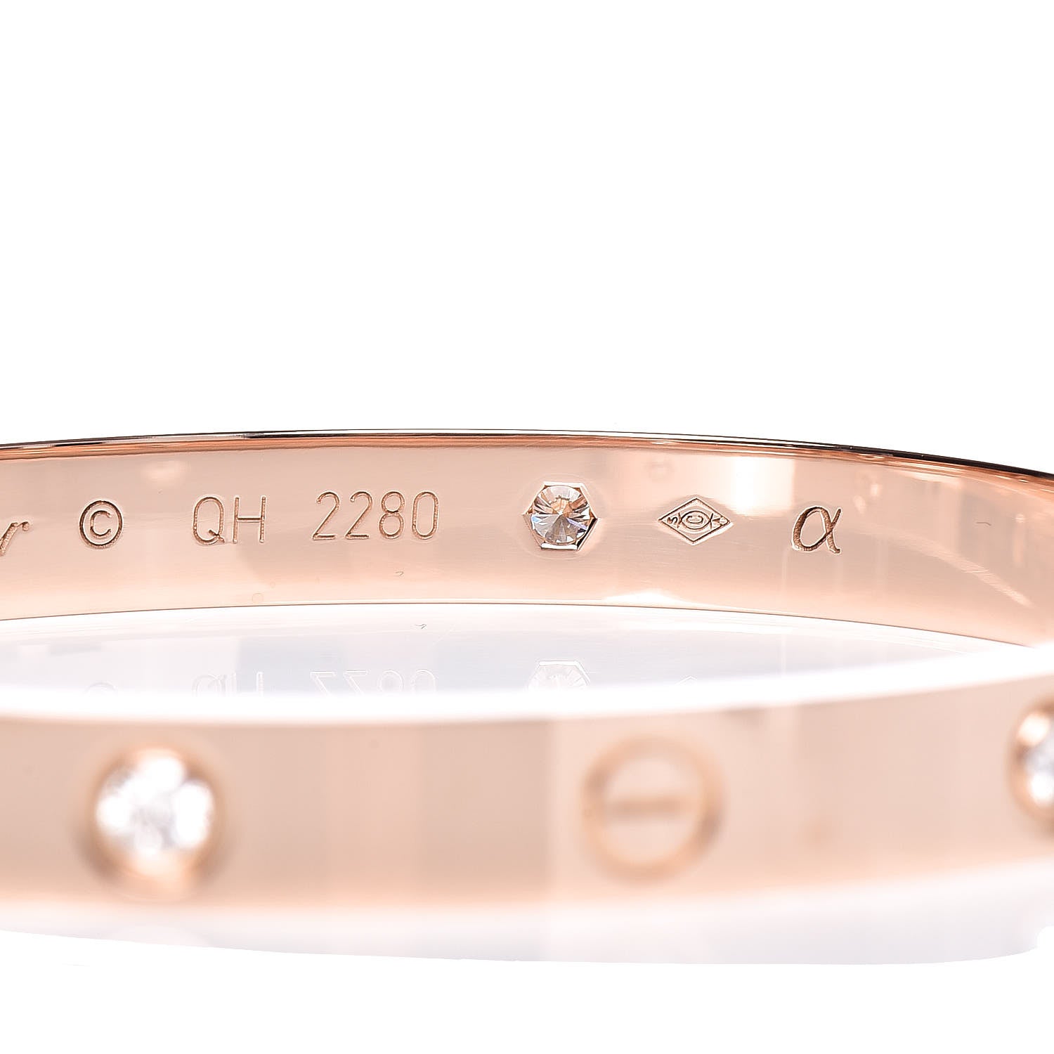 Cartier 18K Pink Gold 4 Diamond LOVE Bracelet 17 5 of 6