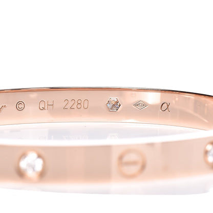 Cartier 18K Pink Gold 4 Diamond LOVE Bracelet 17 5 of 6
