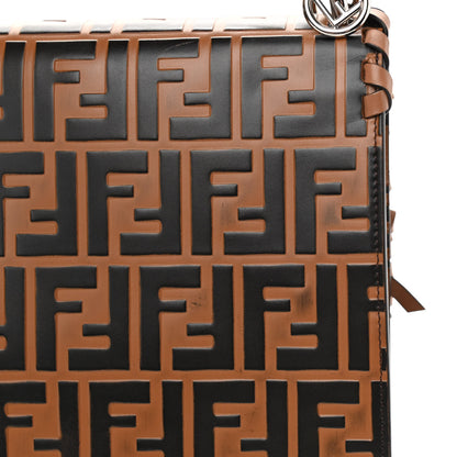 Fendi Vitello Century F is Fendi Whipstitch Threads FF Embossed Kan I Shoulder Bag Tobacco Orzo 11 of 11