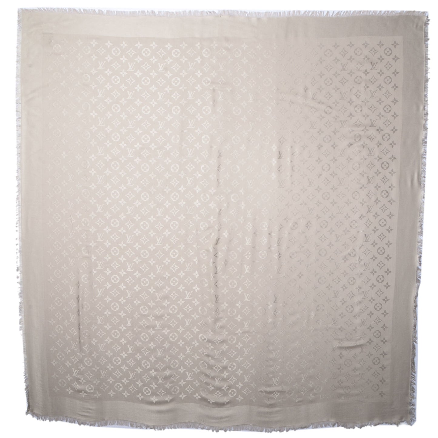 Wool Silk Monogram Shawl Beige