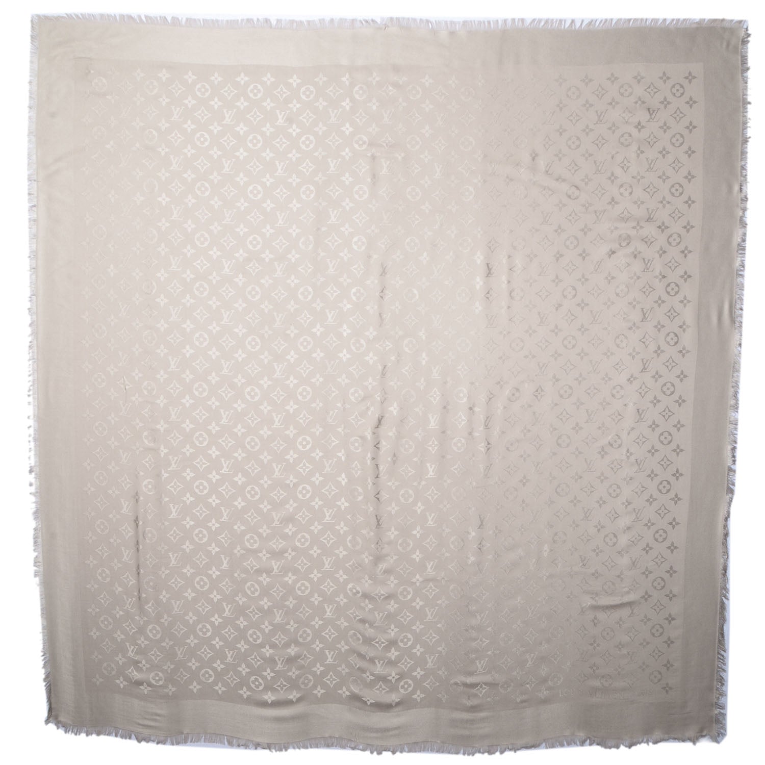 Louis Vuitton Wool Silk Monogram Shawl Beige 3 of 5