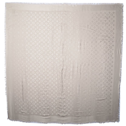 Louis Vuitton Wool Silk Monogram Shawl Beige 3 of 5