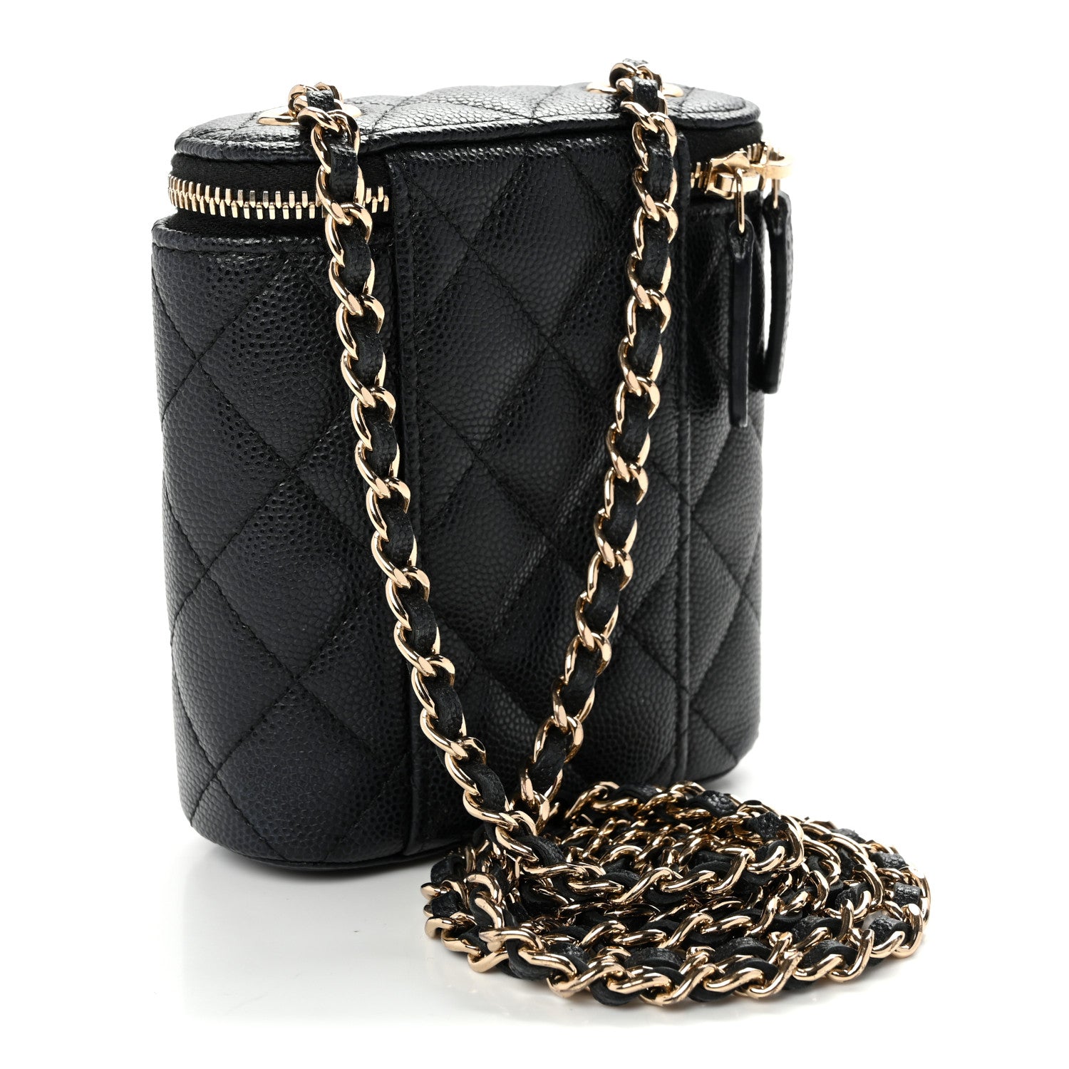 Chanel Caviar Quilted Small Vertical Coco Beauty Vanity Case With Chain Black 3 of 11