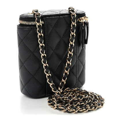 Chanel Caviar Quilted Small Vertical Coco Beauty Vanity Case With Chain Black 3 of 11
