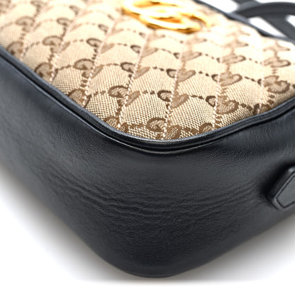 Gucci Monogram Matelasse Diagonal Small GG Marmont Chain Shoulder Bag Beige Black 10 of 10
