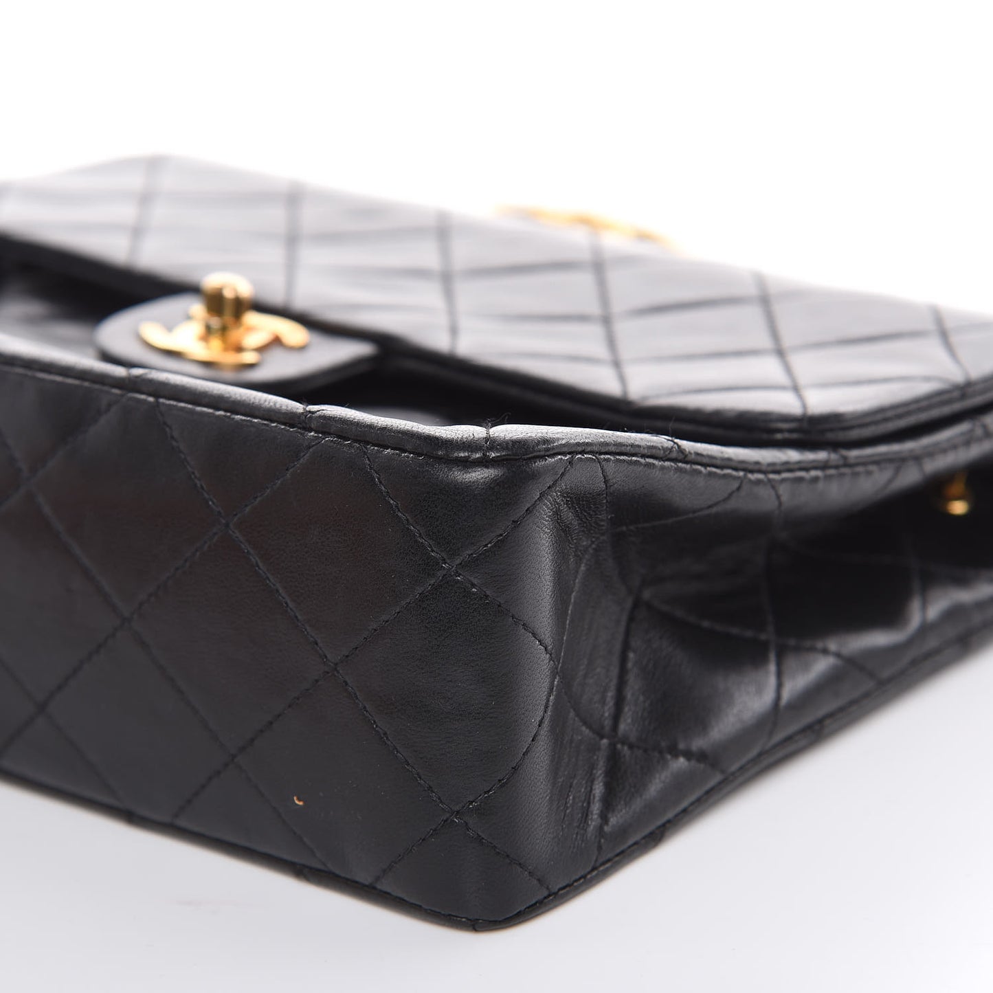 Lambskin Quilted Mini Square Flap Black