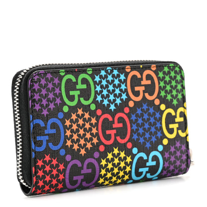 Gucci GG Supreme Monogram Psychedelic Zip Around Card Case Wallet Black 3 of 8