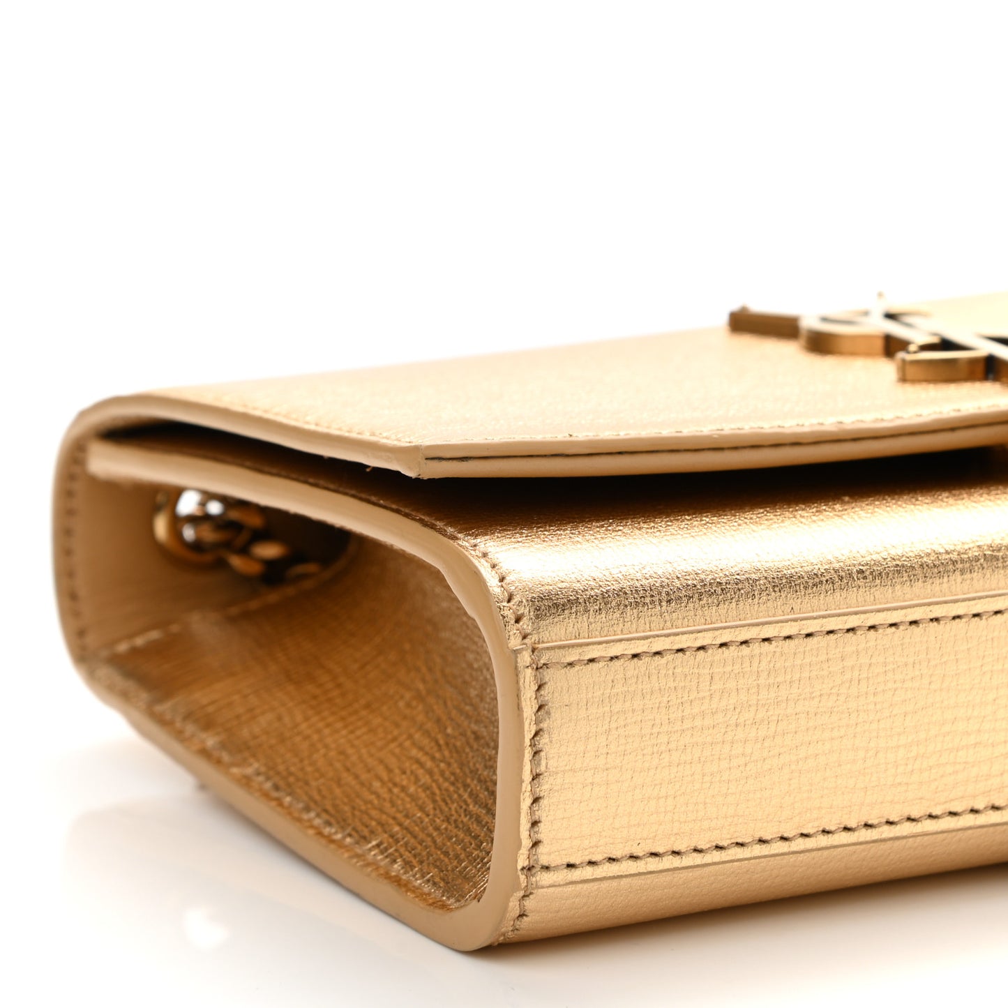 Metallic Calfskin Small Classic Monogram Kate Tassel Satchel Gold