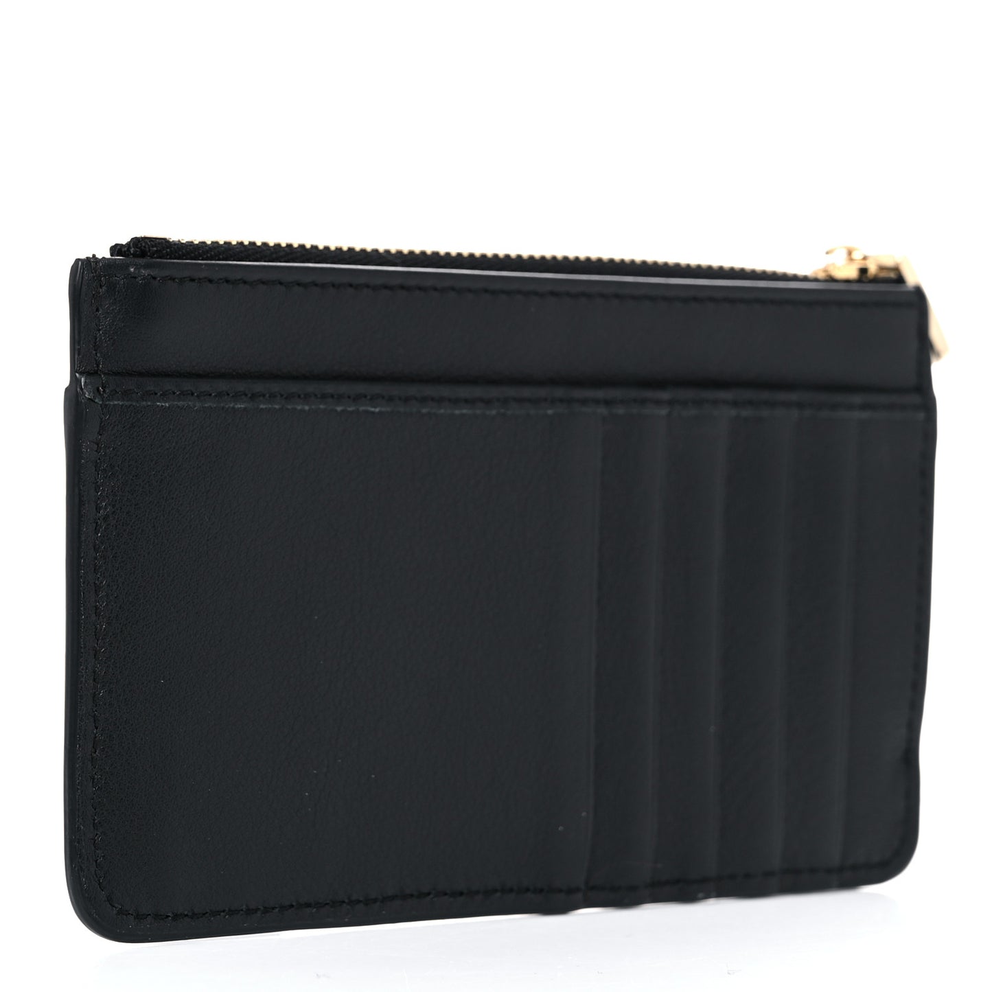 Calfskin Zip Card Holder Black