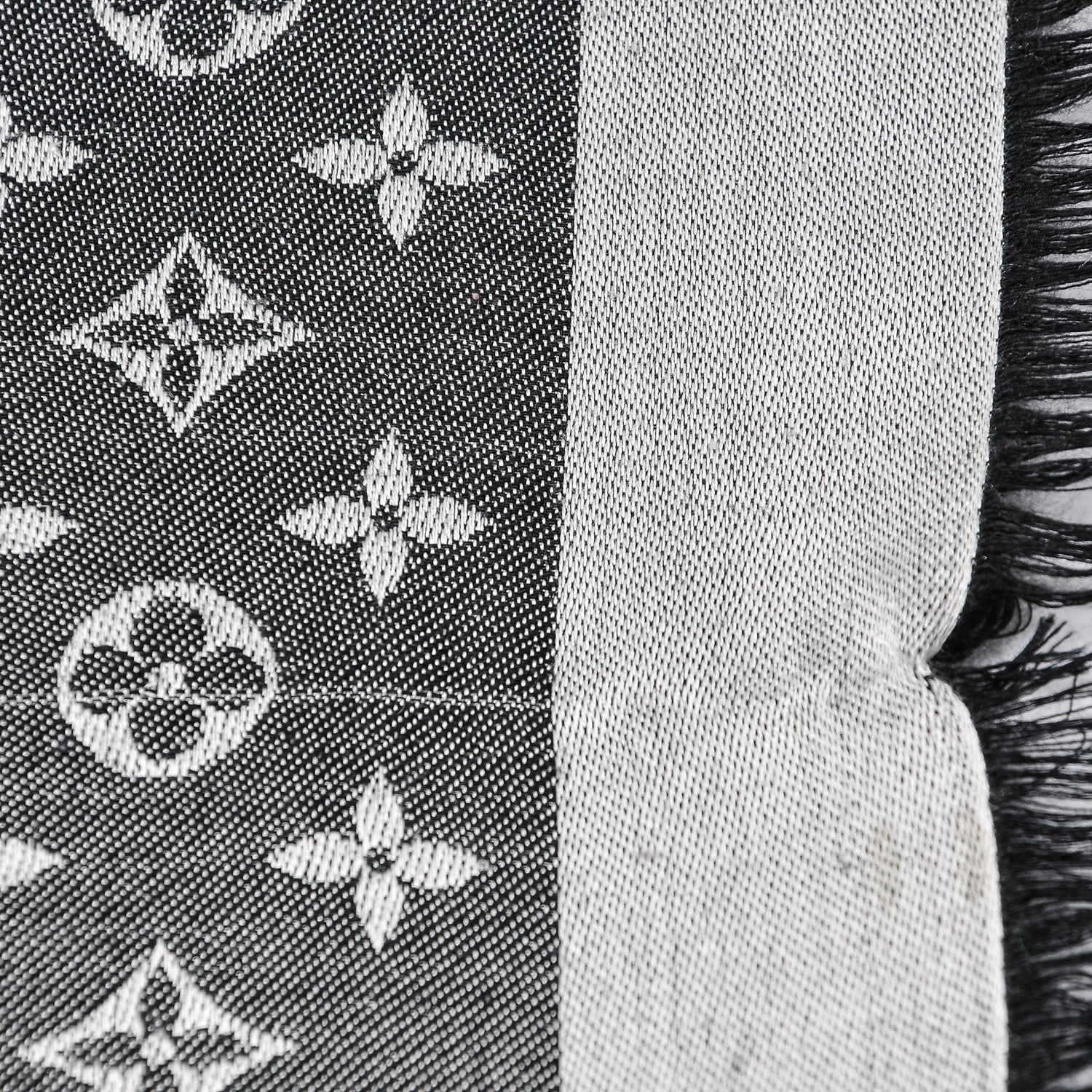 Louis Vuitton Silk Wool Monogram Denim Shawl Black 5 of 6