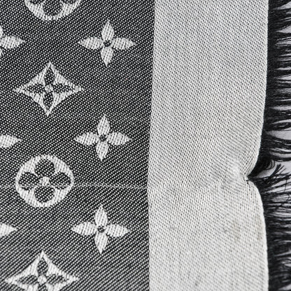 Louis Vuitton Silk Wool Monogram Denim Shawl Black 5 of 6