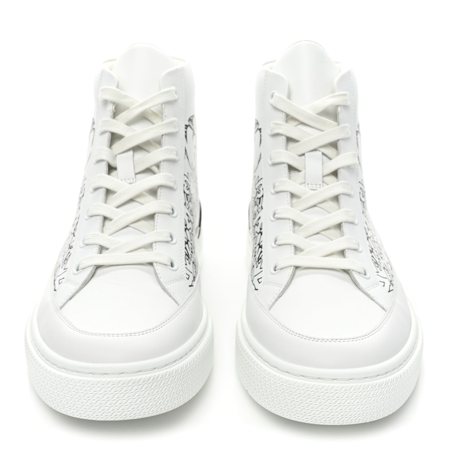 Calfskin Graff Print Mens District Sneakers 41 White Black