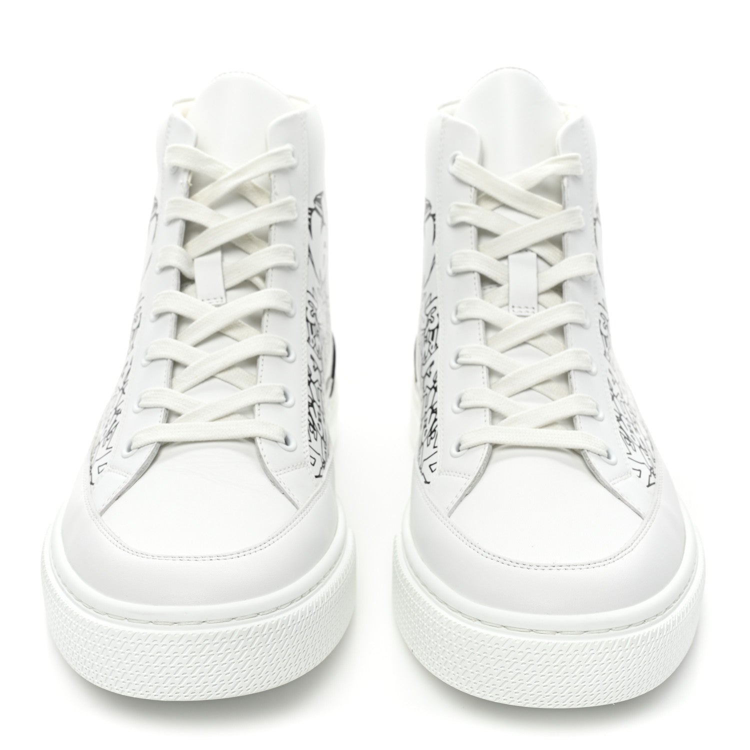 Hermes Calfskin Graff Print Mens District Sneakers 41 White Black 2 of 10