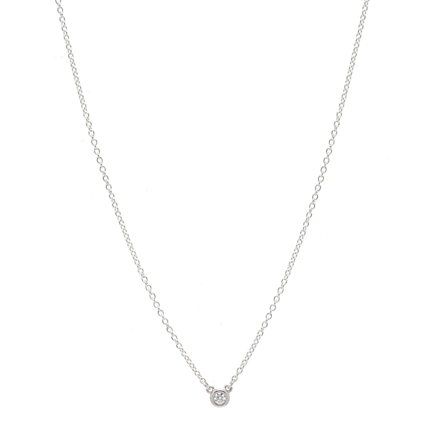 Tiffany Sterling Silver Diamond .03ct Elsa Peretti Diamonds by the Yard Pendant Necklace 1 of 6