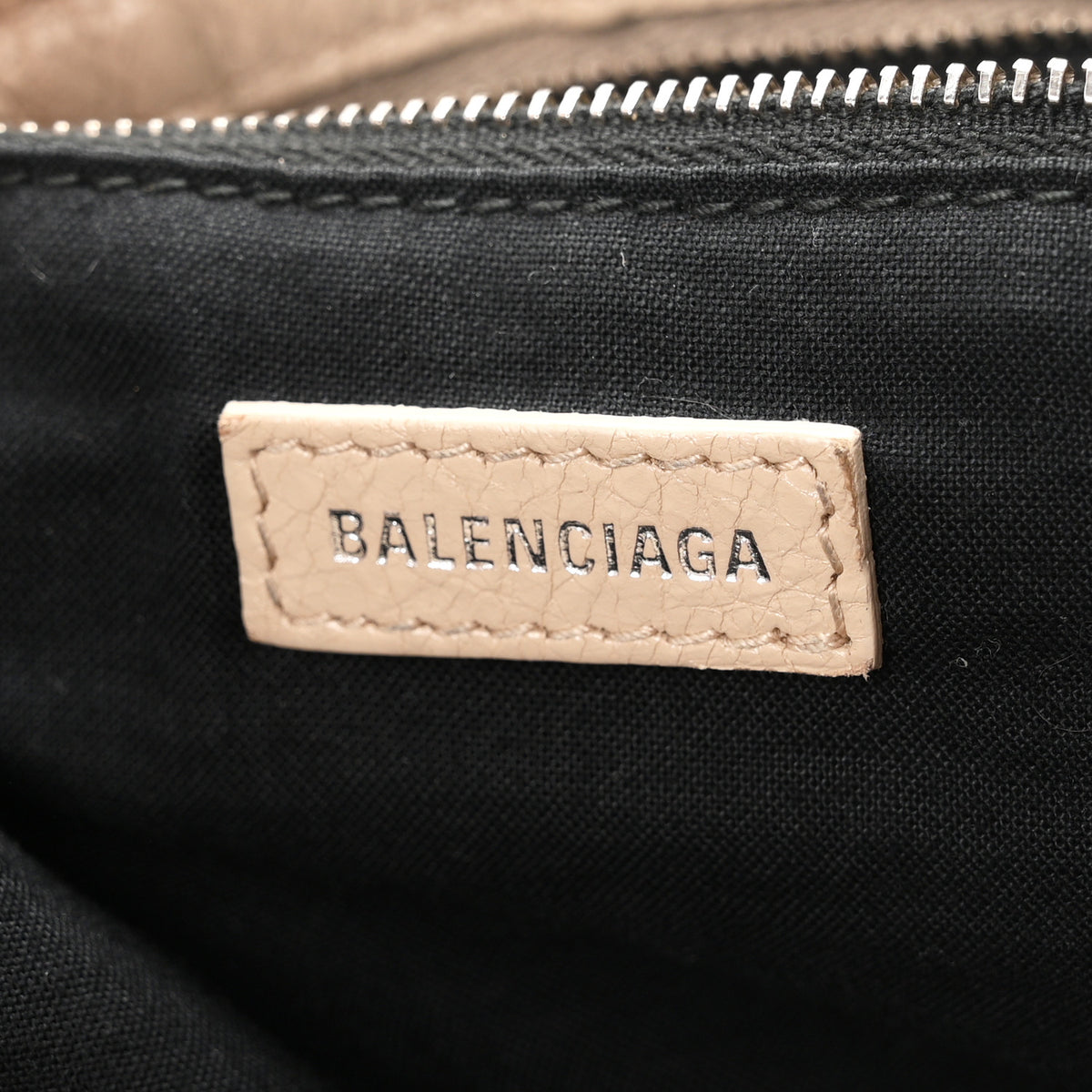 Balenciaga Agneau Classic Silver Hardware City Logo Strap Light Beige Black 7 of 12