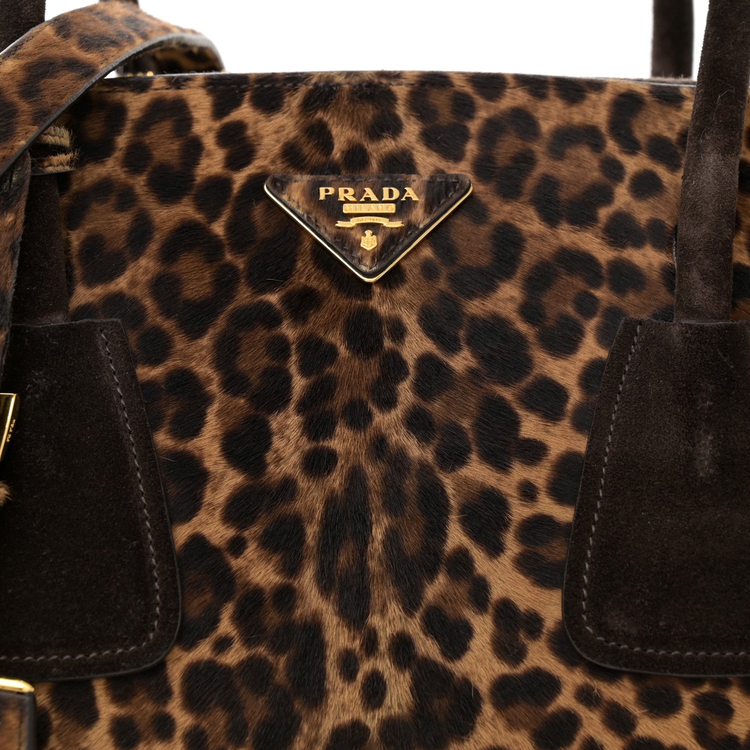 Prada Cavallino Leopard Print Twin Pocket Tote Miele Moro 9 of 14