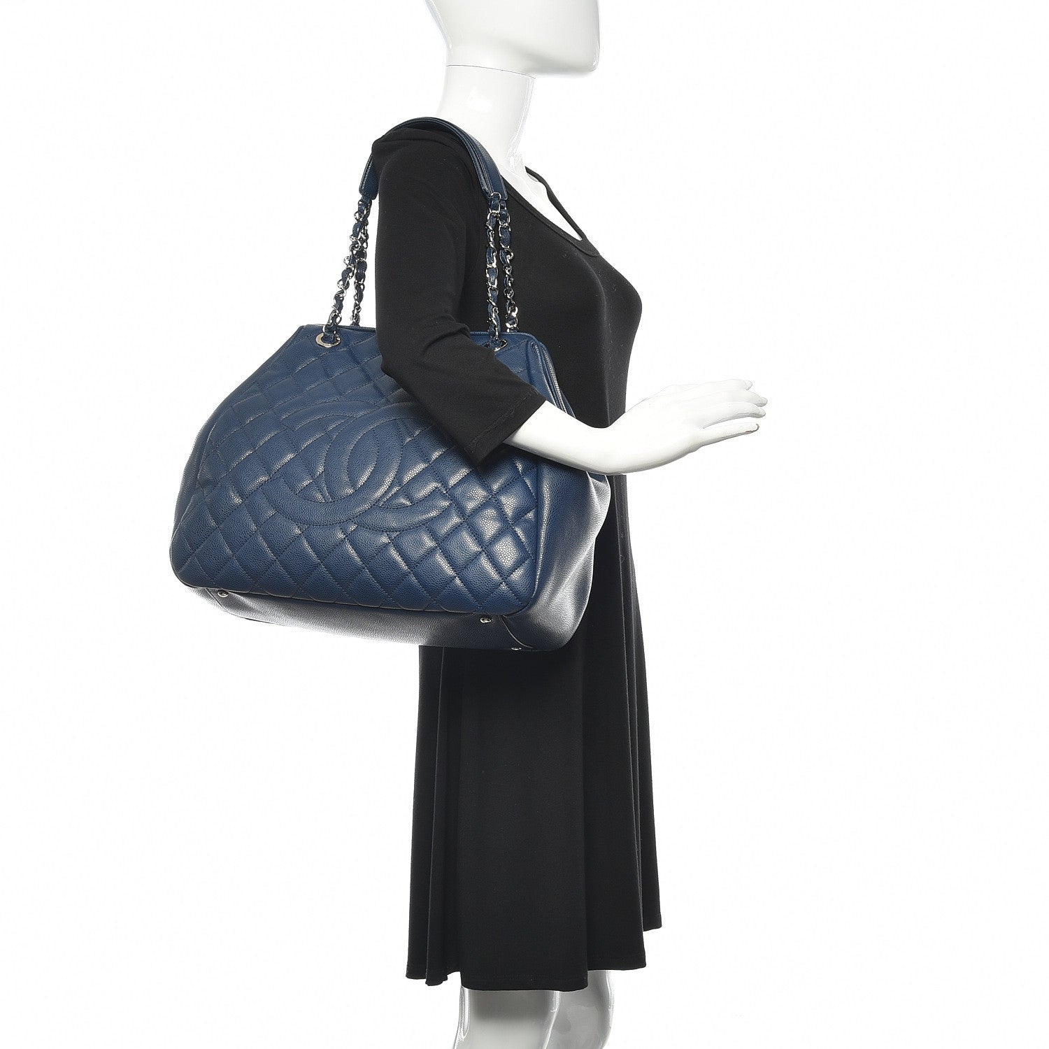 Chanel Caviar Quilted Framed Bowling Bag Navy 2 of 11