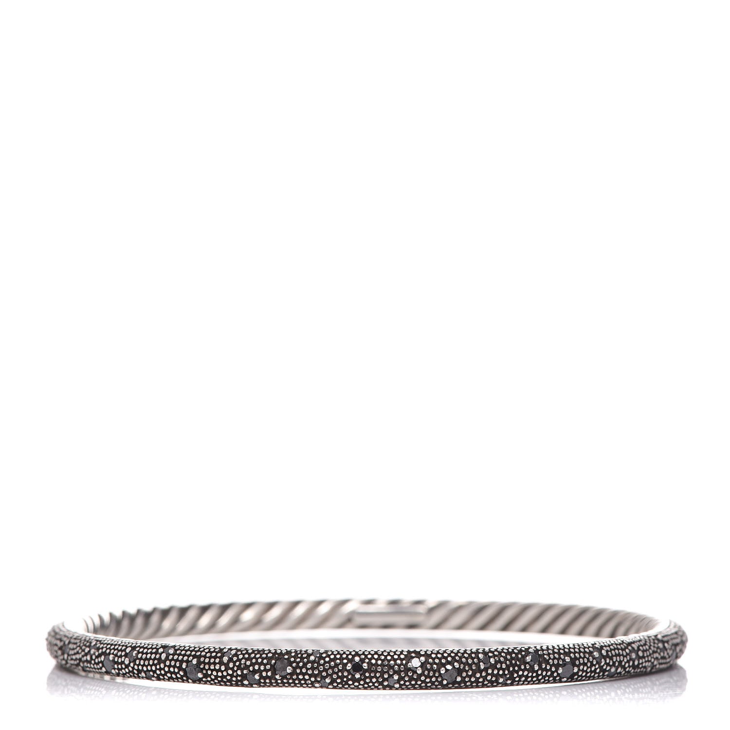 David Yurman Sterling Silver Black Diamond 4mm Midnight Melange Bangle Bracelet 1 of 5