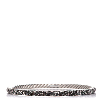 David Yurman Sterling Silver Black Diamond 4mm Midnight Melange Bangle Bracelet 1 of 5