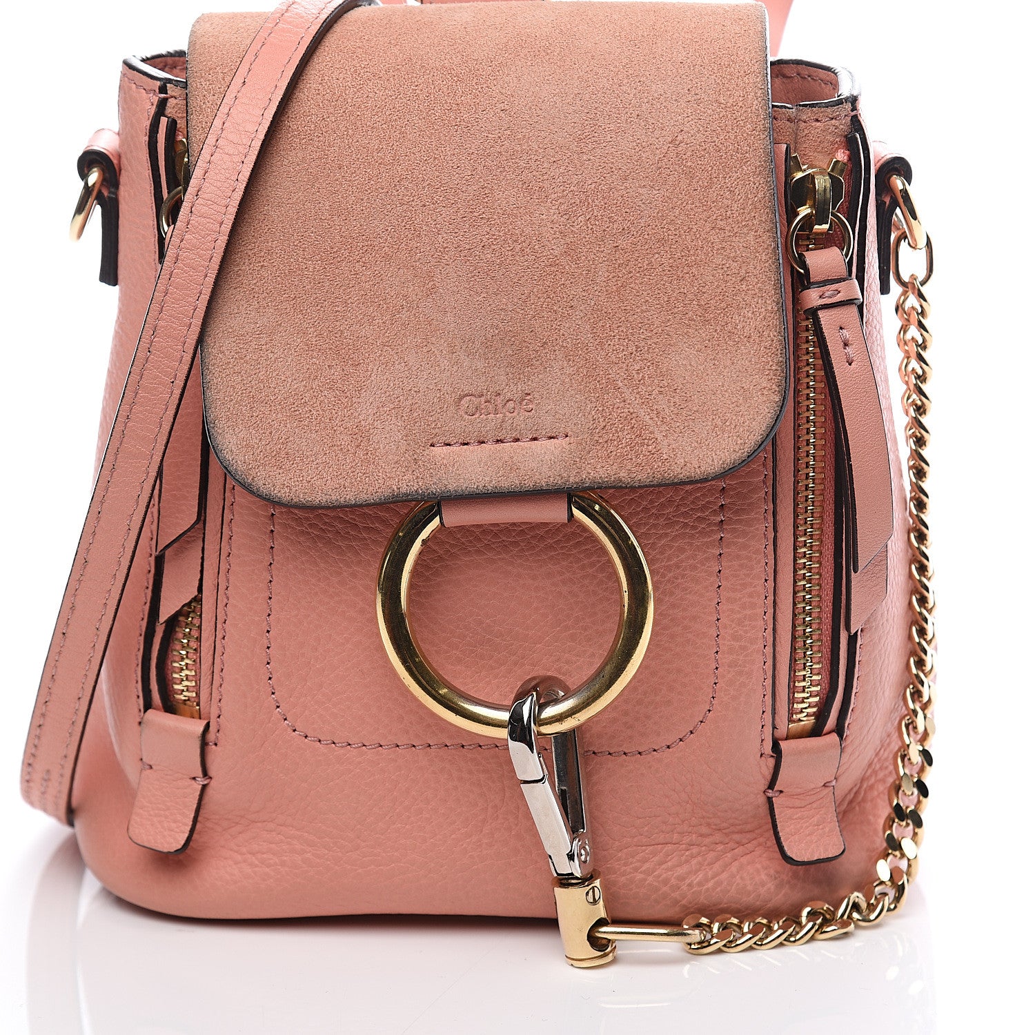 Chloe Suede Calfskin Mini Faye Backpack Ideal Blush 17 of 18