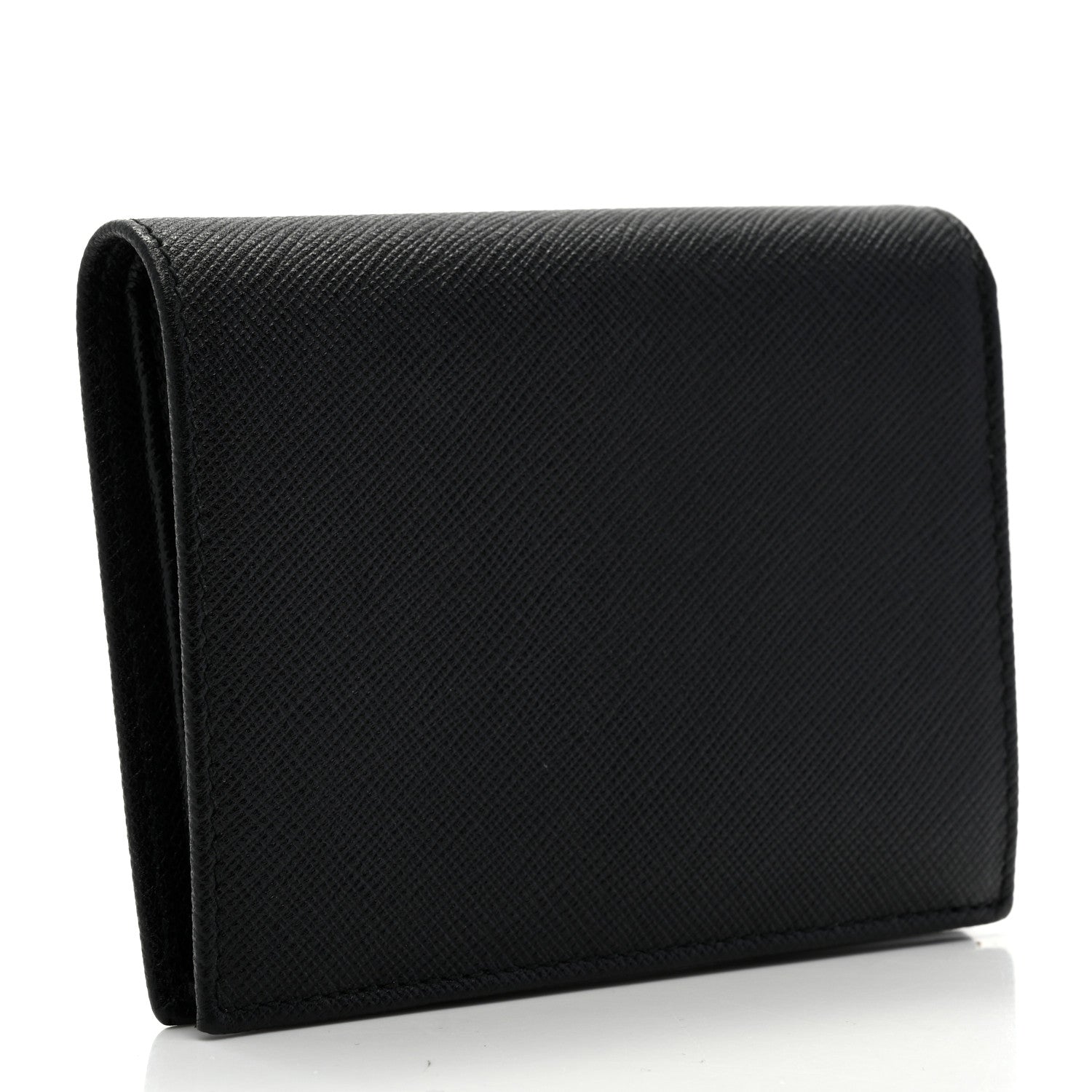 Prada Saffiano Triangle Bi-Fold Wallet Black 4 of 9