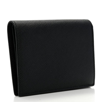 Prada Saffiano Triangle Bi-Fold Wallet Black 4 of 9